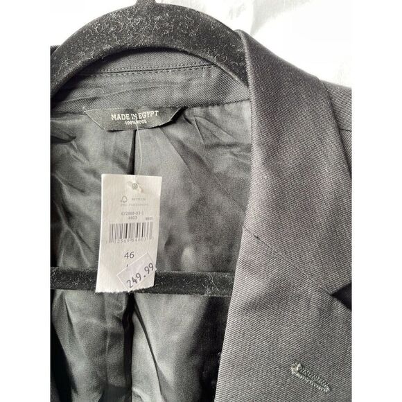 Banana Republic Blazer Men's 46L Black Suit Jacket 100% Wool Tailored Fit 2 Btn - Picture 2 of 11